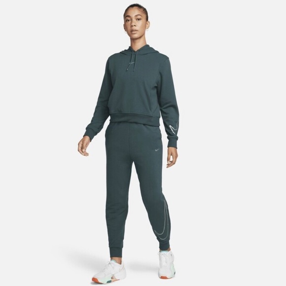 Nike Women Dri-FIT One French Terry Graphic Hoodie&high waisted 7/8 joggers set - Picture 1 of 16